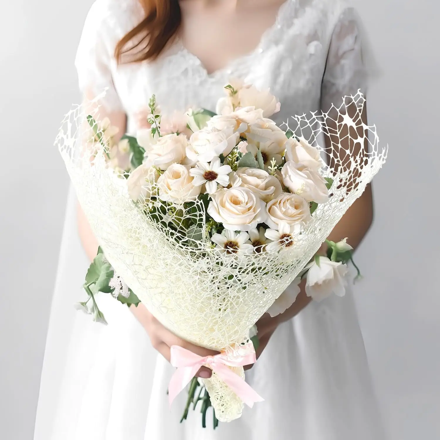 Wholesale Flower Wrapping Mesh Roll of Korean Jacquard for Flower Decoration With Rich Colors Waterproof