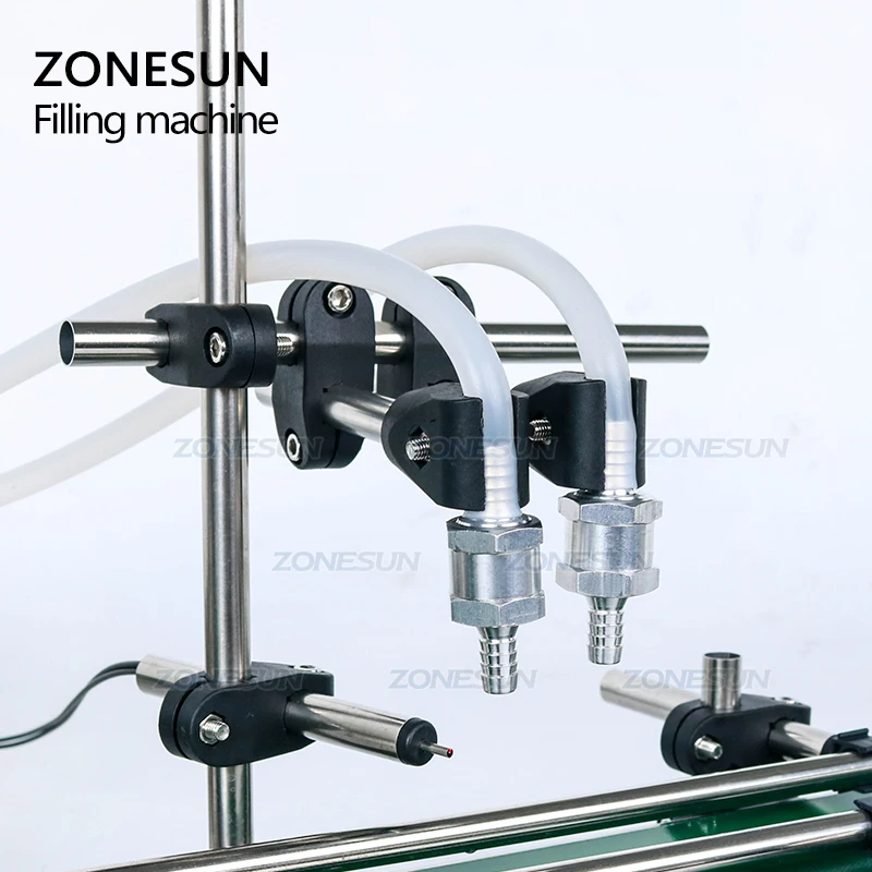 ZONESUN Double Head Automatic Small Round Plastic Bottles Essential Oil Perfume Juice Liquid FiIlling Machine With Conveyor Belt - Image 3