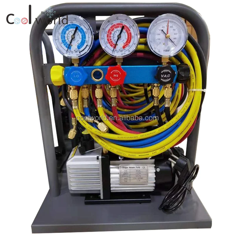 5 Valve Manifolds Aluminum Body Manifold Gauge Set With 68mm Gauge