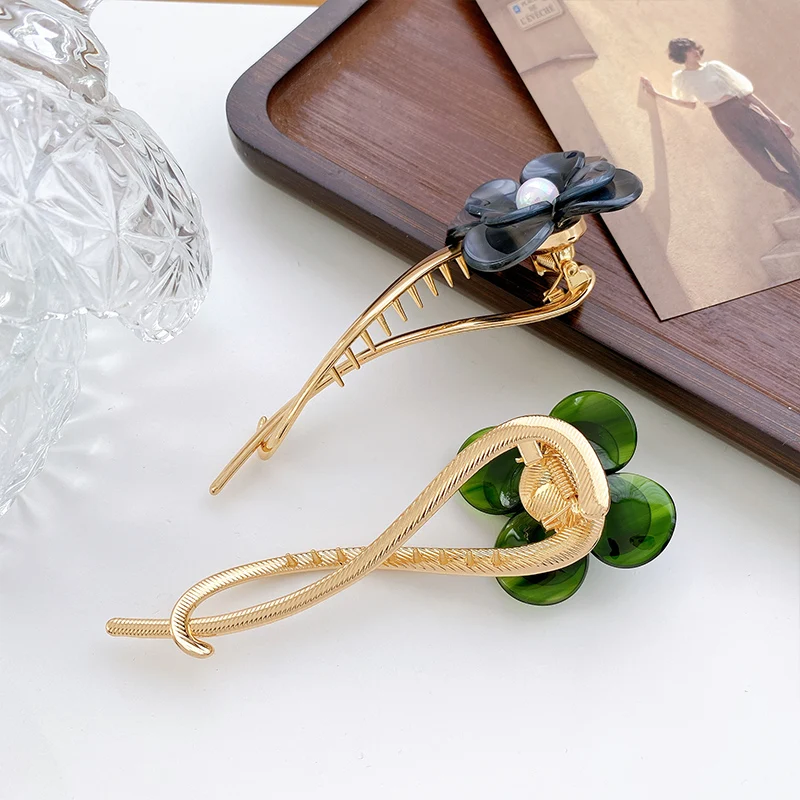 Модные корейские леопардовые вилки для волос Yucat аксессуары ацетатные жемчужные цветочные французские