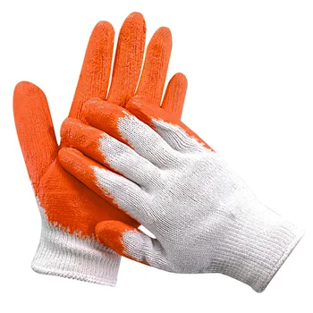 GR4021  Cheap Latex coated construction safety gloves rubber dipping labor protective cotton hand work gloves