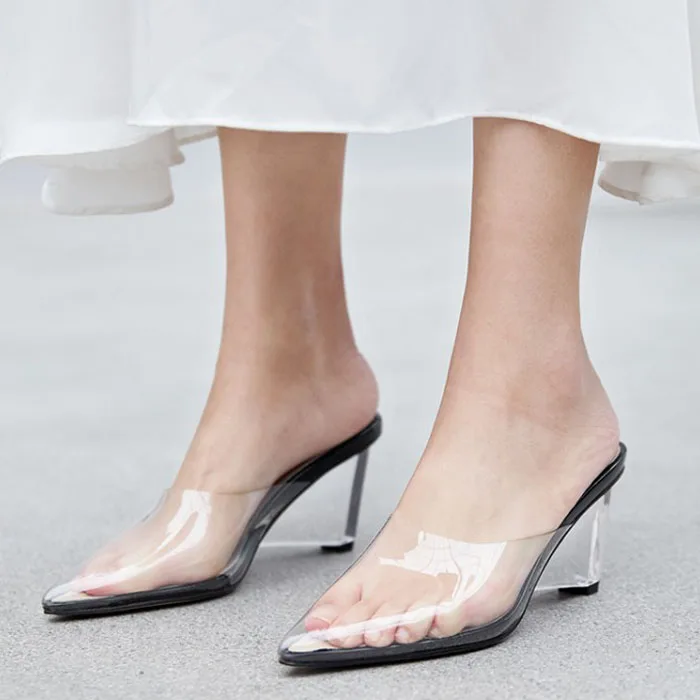 glass heel slippers