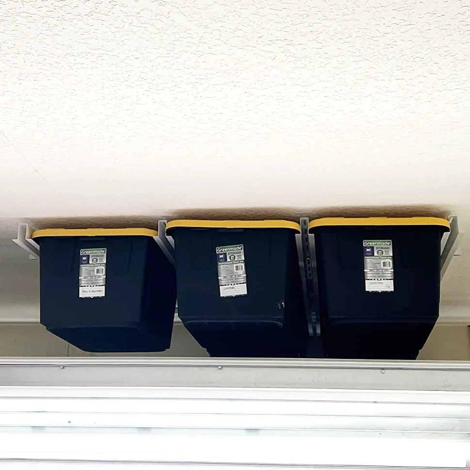 Overhead Ceiling Bin Storage Rack Rail Organizer Garage Tote Storage System