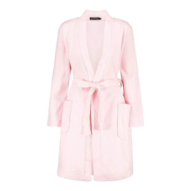 waffle dressing gown pink