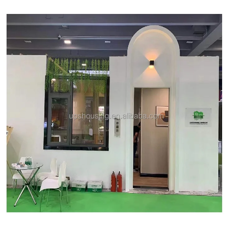 Case mobili prefabbricate pronte all’uso con una o due camere da letto, opzioni prefabbricate con materiali a pannello sandwich per uso come autorimessa