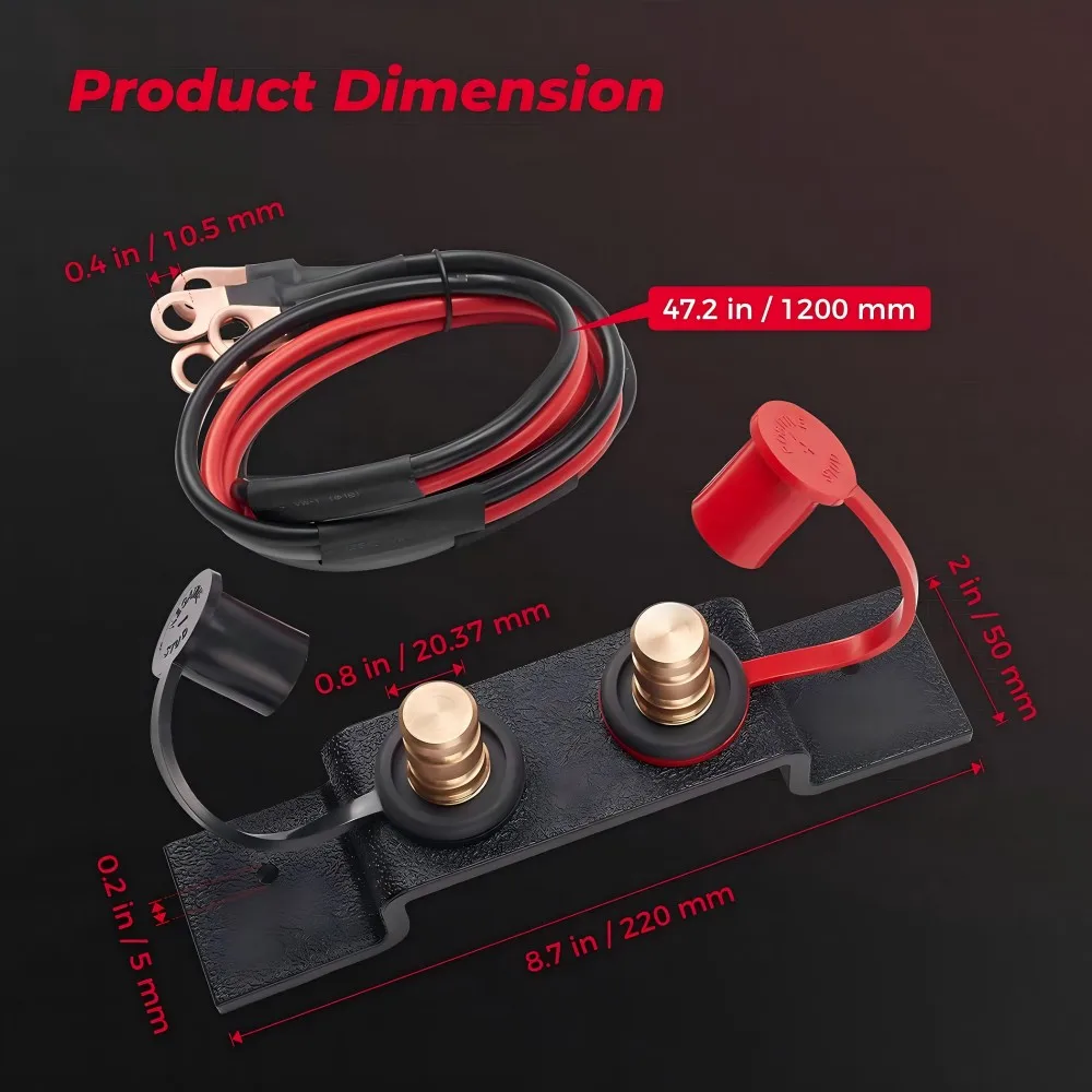 UTV Jump Starter Battery Terminals Relocation Kit Remote Charging Tool UTV ATV Car Truck RV Diesel Boat Parts Accessories