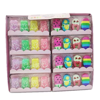 High Quality Mini Gummy Bear Pencil Eraser Set Weird and Quirky Design Cute Stationery Made of Rubber Animal and Toy Pattern
