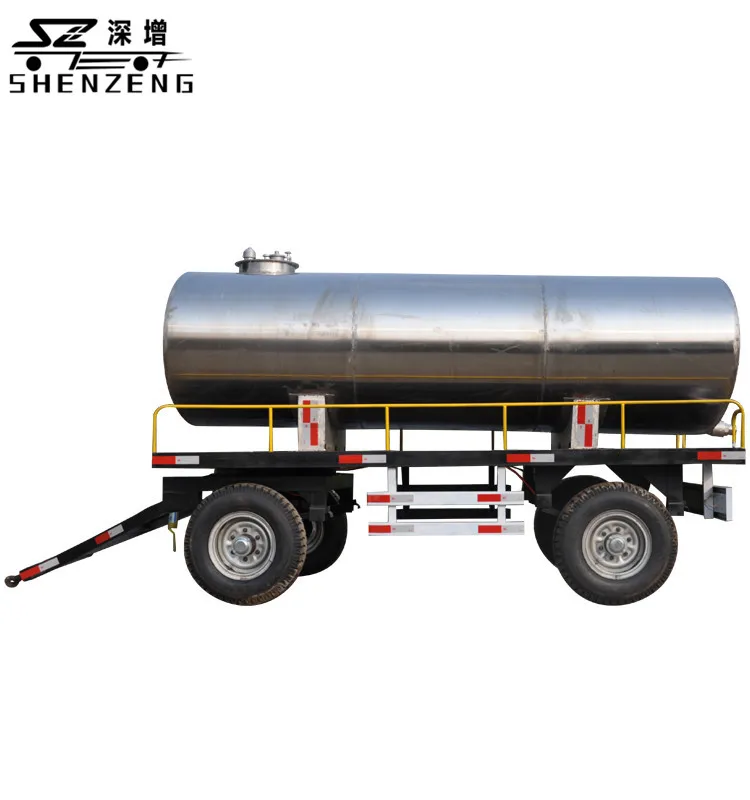 304 Stainless Steel Four Wheel tank on Trailer for Water Transport