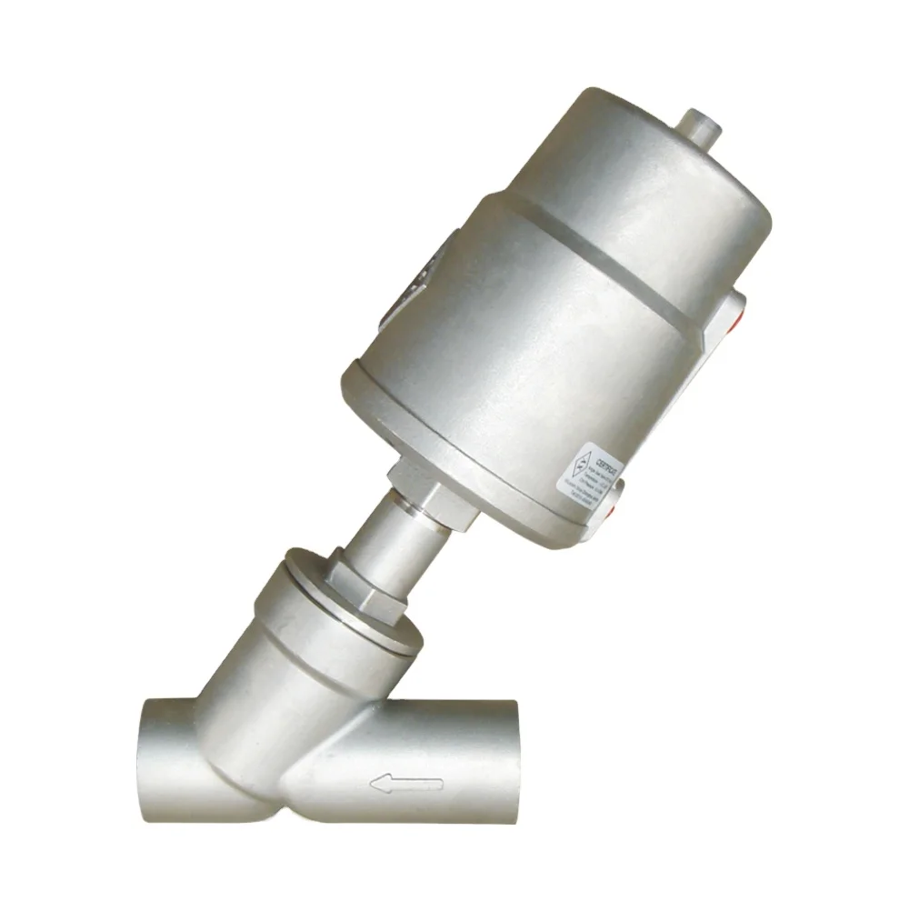 2/2 Way Piston Operated Stainless Steel body Thread Pneumatic Angle Seat Valve for steam water oil