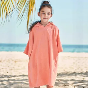 Fashionable Large Size Girls Hoodie with Towel Hood Solid Color Pullover for Children Loose Version Apparel