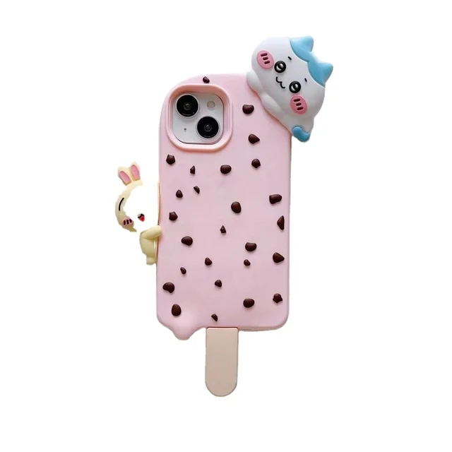 Creative Cartoon Cute Popsicle Ice Cream Rabbit Cat Shockproof Protective Phone Cover Case For iPhone 11 12 13 14 15 Pro Max