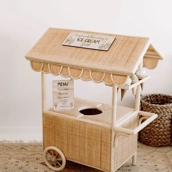 Уникальная детская тележка для мороженого из ротанга ручной работы кухонный игровой набор детей 100% безопасность сделано во