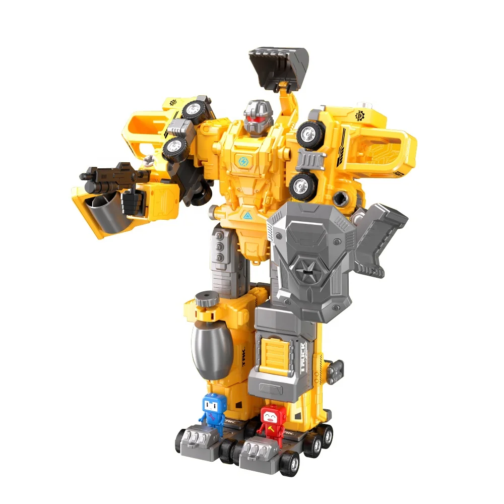 5 in 1 Assemble Deformation Construction Vehicle STEM Kit 38cm Large Size Transform Robot Toy for Kids with Storage Box Packing