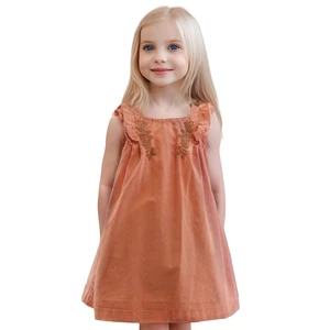 Wholesale Natural Dye Summer Dresses for Girls Cute Cartoon-Style Floral Ruffle Embroidered Baby Clothes