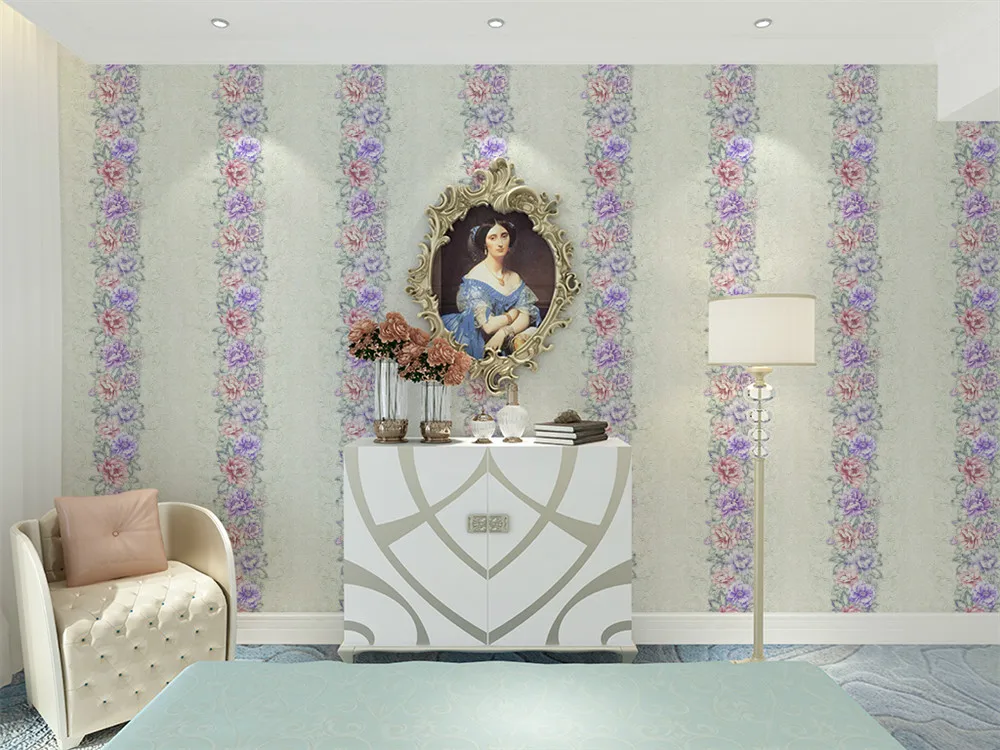 Home Interior Wall 3D PVC embossed flower Wallpaper for home walls