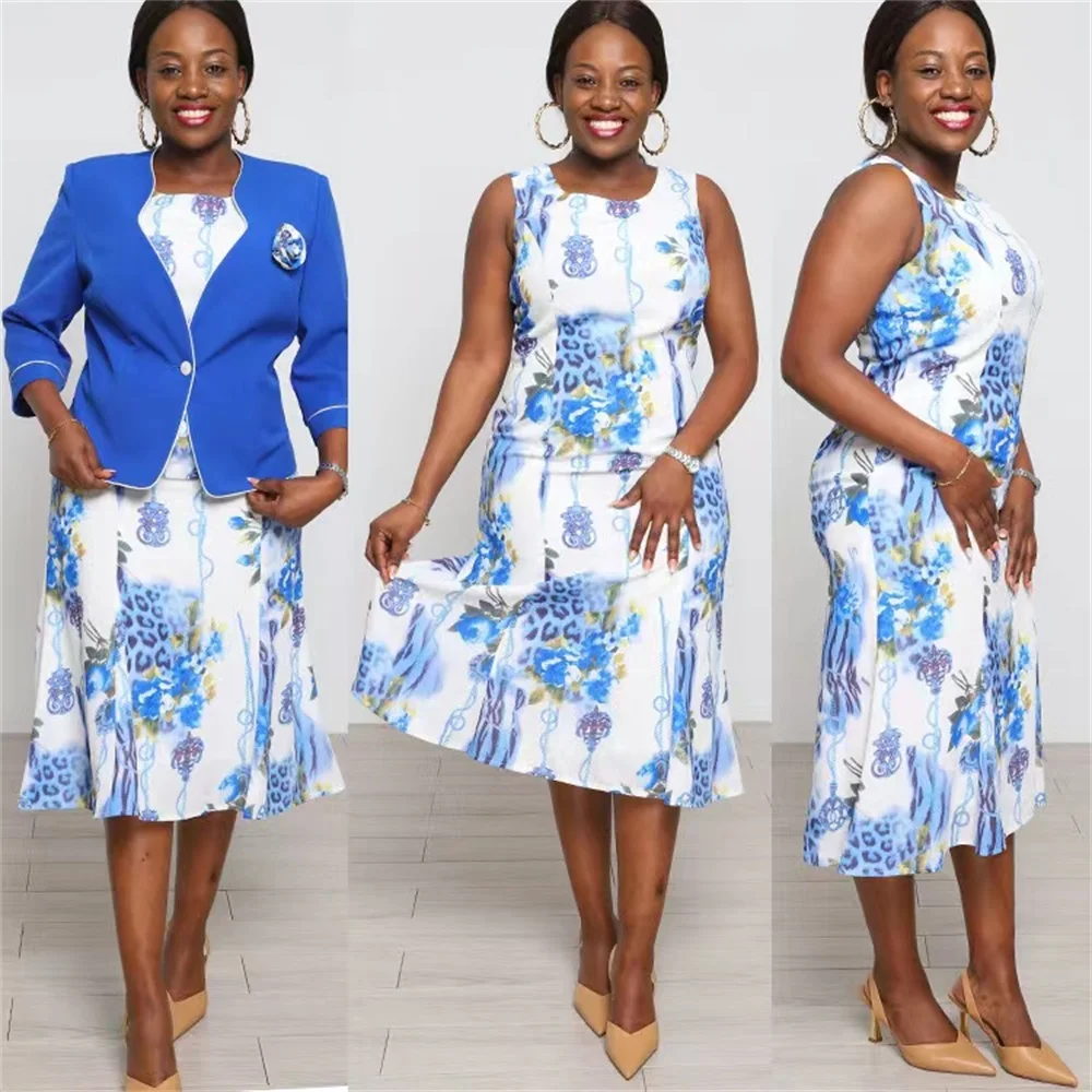 Newest Design Plus Size Two Pieces Church Skirt Suits for Women Casual Dresses Women Suits Turkey Dresses Ladies