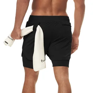 Men's Summer Sporty New Double-Layer Quick Dry Running Fitness Shorts Floral Pattern Elastic Waist Mid Closure Outdoor