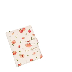 Kawaii A6 Peach Leather Journal Notebook for Girls Premium Quality Paper with Spiral Binding Cute Dairy