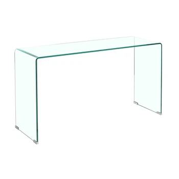 Simple Clear Long Narrow Tempered Glass Console Hallway Side Table For Hotel Furniture