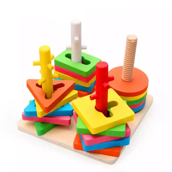 Деревянный шест геометрической формы обучающий инструмент Детская игрушка Детские Развивающие деревянные игрушки