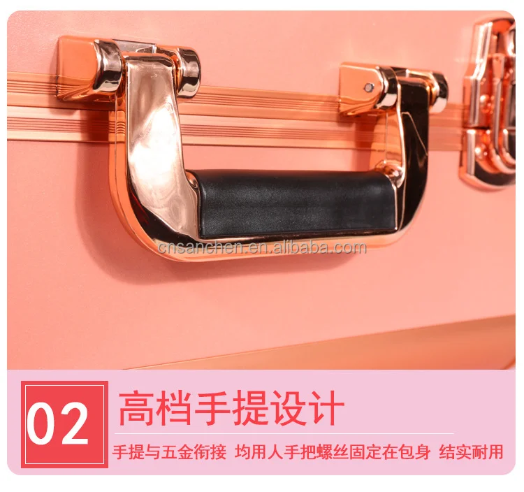 Pull rod cosmetic box aluminum alloy one-way wheel storage box with cosmetic and hairdressing toolbox