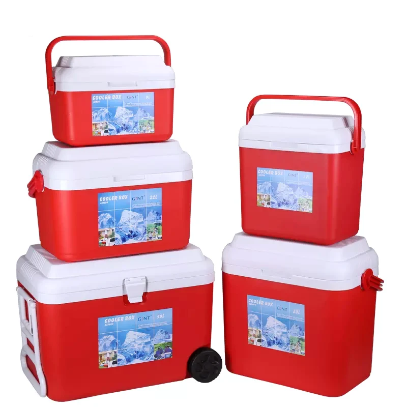 AS5000 50L Customized Big Size Insulated Plastic Tuna Ice Cooler Foam Box Styrofoam With Wheel