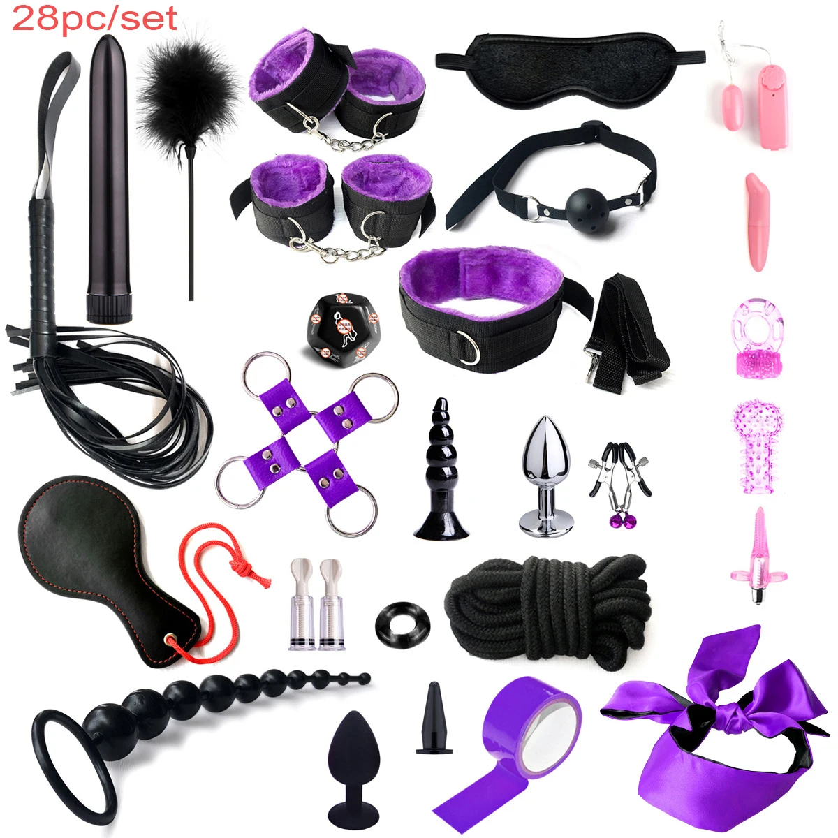 SM Bondage Restraints BDSM Kit - 28PCS Adult Game Sex Toys