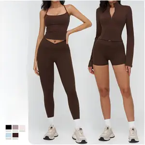 Sets Adjustable Soft Customizable Establish a Collar Apparel Lightweight Luxury Zipper Basic Dance Yoga Gym Set