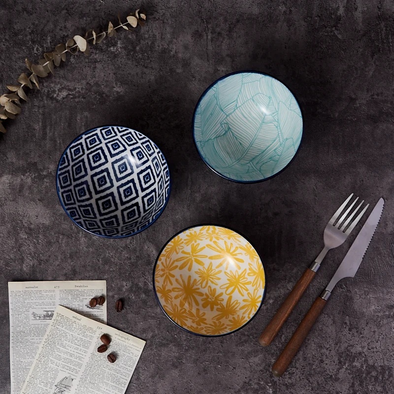 Elegant Customizable Life Glazed Ceramic Bowl Gift Set for Kitchen Dining Porcelain Household Tableware for Soup Parties