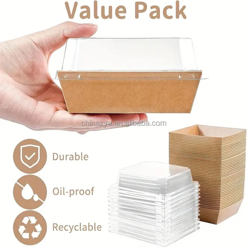 8x6 Large Disposable Bakery Boxes Square Paper Charcuterie Containers with Clear Lids for Salad Sandwich Take out Food manufacture