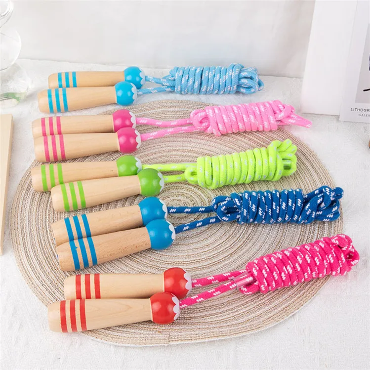 Children Skipping Rope 2.6m Long Jump Rope Adjustable Adult Wooden