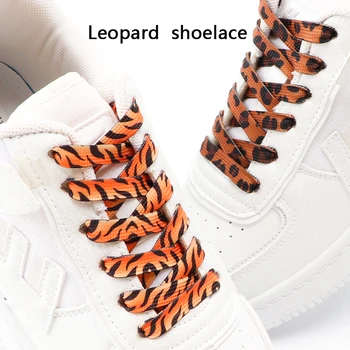 Aeromdale Dierpatroon schoenveters platte sneakers canvas schoen veters tijger/zebra/slang/luipaardprint schoenveter kleurrijke creatieve unisex 8mm schoenen snaren - A - 120cm