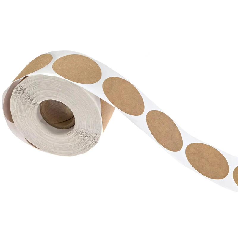 500 Piece Round Stickers Price Tags Roll Customized 2x2 Inch Brown Stickers Self Adhesive Kraft Paper Labels for Small Business factory