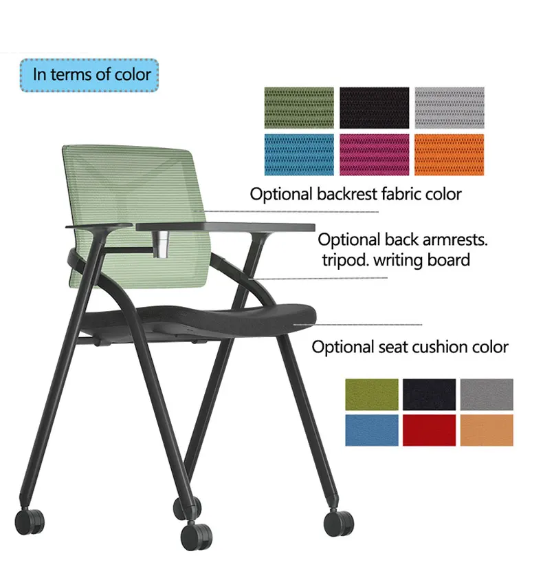 product new design mid back folding conference training chair student chair with writing tablet-99