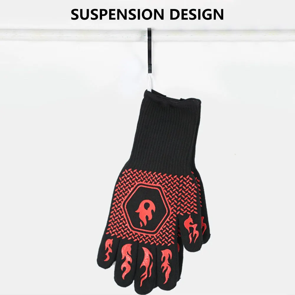 USSE Hot Selling High Temperature Resistance Silicone Cotton BBQ Gloves Oven Mitts Fireproof Heat Insulation LFGB Certified factory