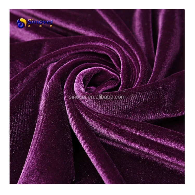 Лучшее качество, фиолетовая бархатная атласная ткань из спандекса для платьев или спортивной одежды