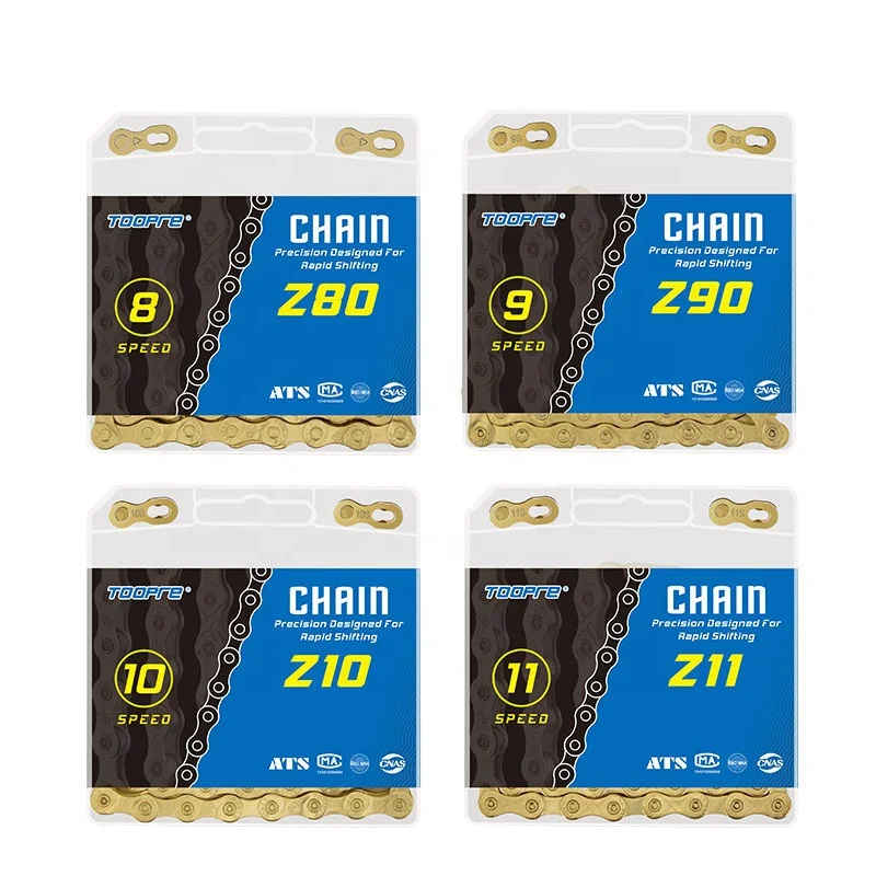 Высококачественная Антикоррозийная велосипедная цепь TOOPRE золотого цвета 6/7/8/9/10/11 скорость 1/2*11/128 дюйма