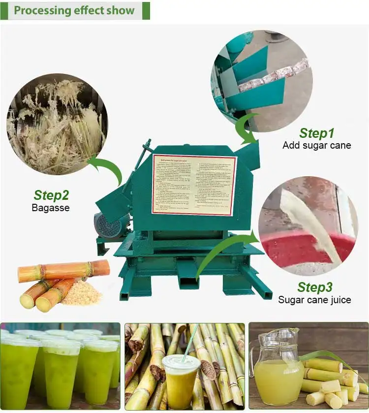 Sugarcane Crusher Sugar Cane Press Juice Extractor Mill Juicer Diesel Engine Machine Price Hand Two for Sale