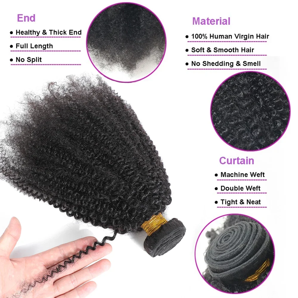 Mongolian Afro Kinky Curly Bundles Human Hair Extensions 4c Unprocessed Virgin Weave Jerry Curl_voghion.com