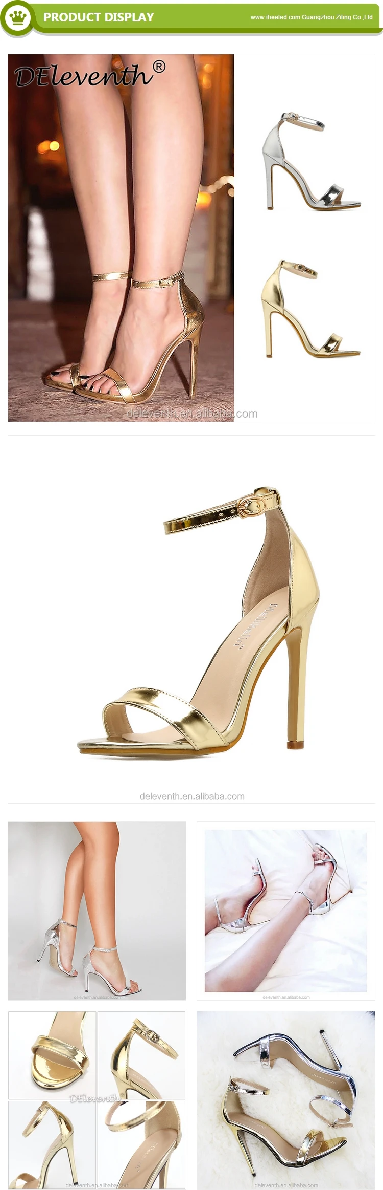 101236 Wedding Shoes Silver Gold Ladies Elegant High Heels Sandals Open ...