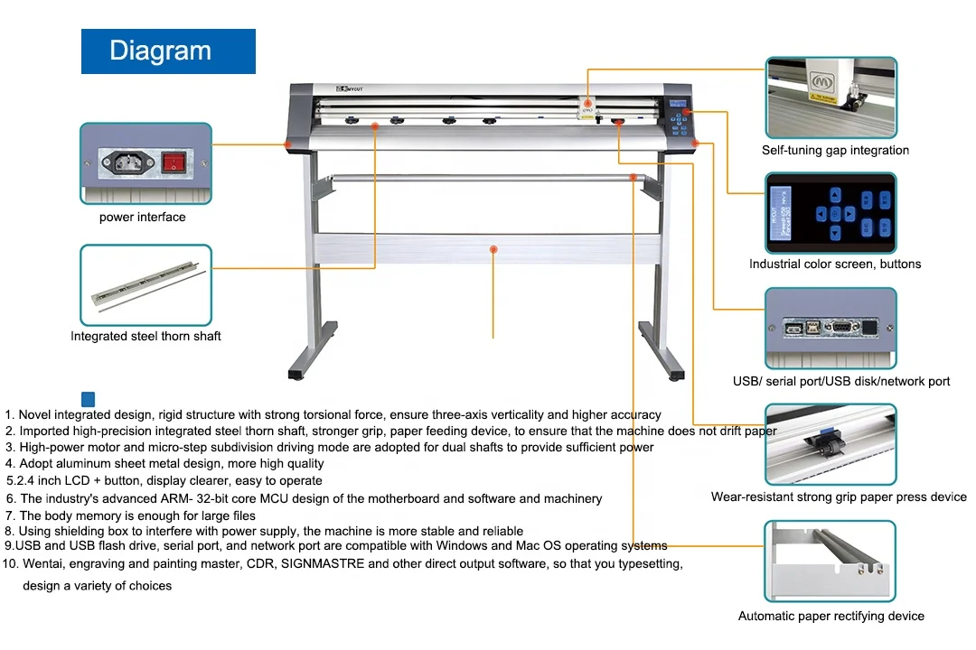 Граф режущий плоттер MK1200U резак для наклеек виниловый принтер плоттер резак
