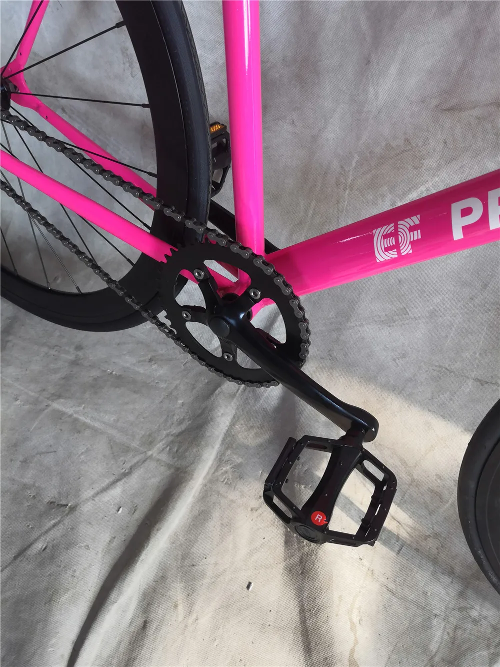 Adult Mens Steel Frame EF Pink Bicycle - Fixie Gear