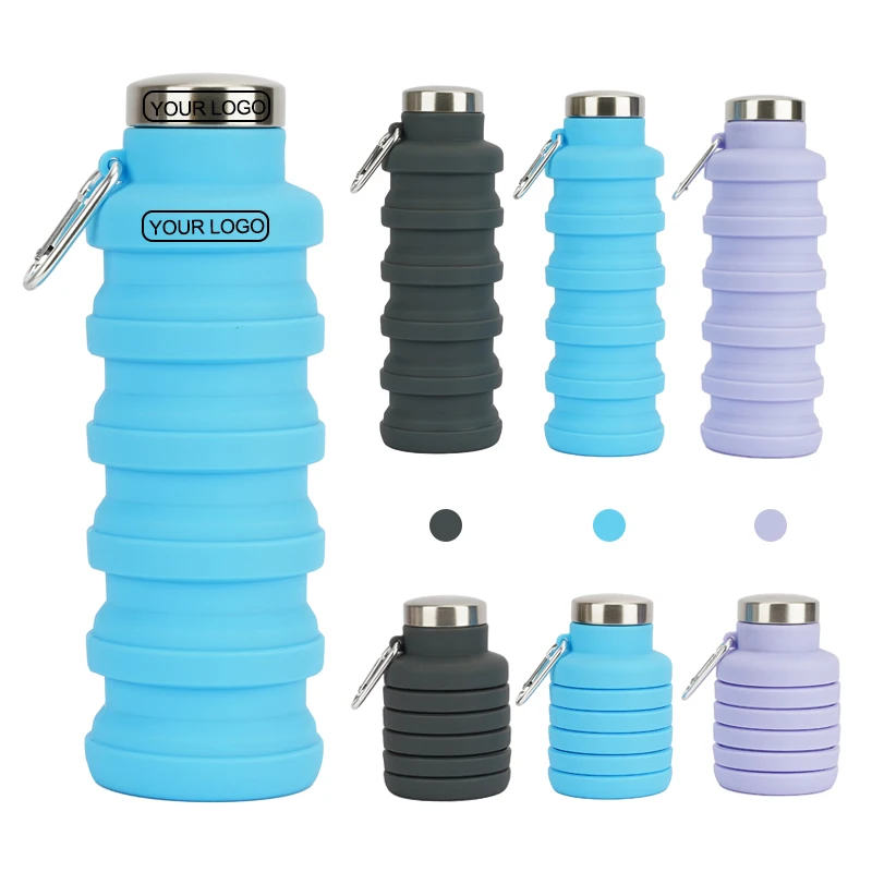 Popular Collapsible Silicone Water Bottle Silicone Water Bottle Water Bottle with Carabiner for school