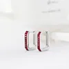 Silver + red CZ
