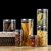 Round storage jar with stainless steel lid