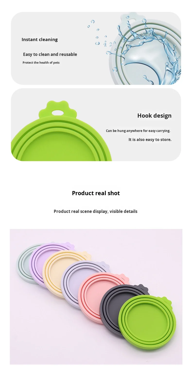 3-in-1 Anti Odor Silicone Can Lid Moisture-Proof Preserves Cat Dog Snacks Sealed for Moisture Protection for Pet Bowls & Feeders details