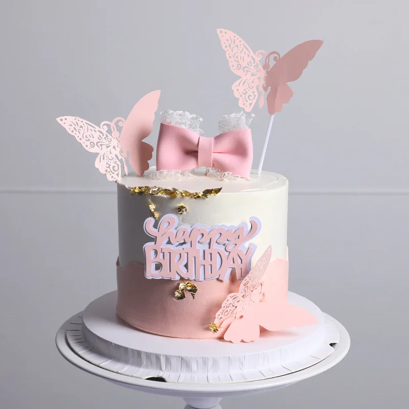 niche design gold black butterfly cake