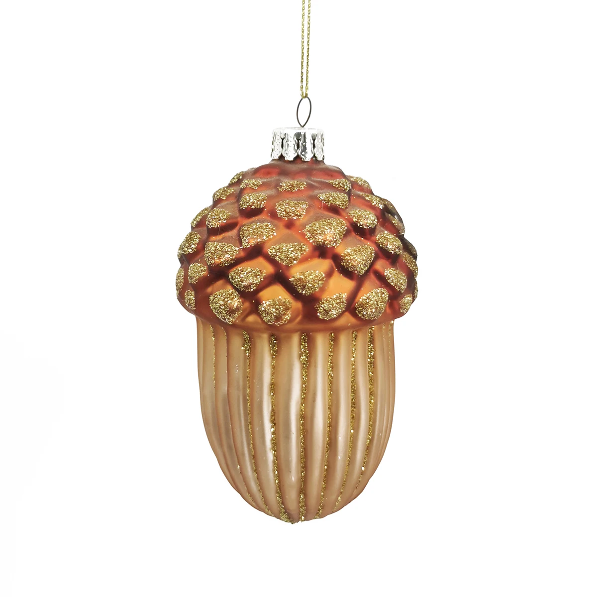 Custom small hand painted blown hanging decorative glass acorns ornaments for Christmas tree supplier