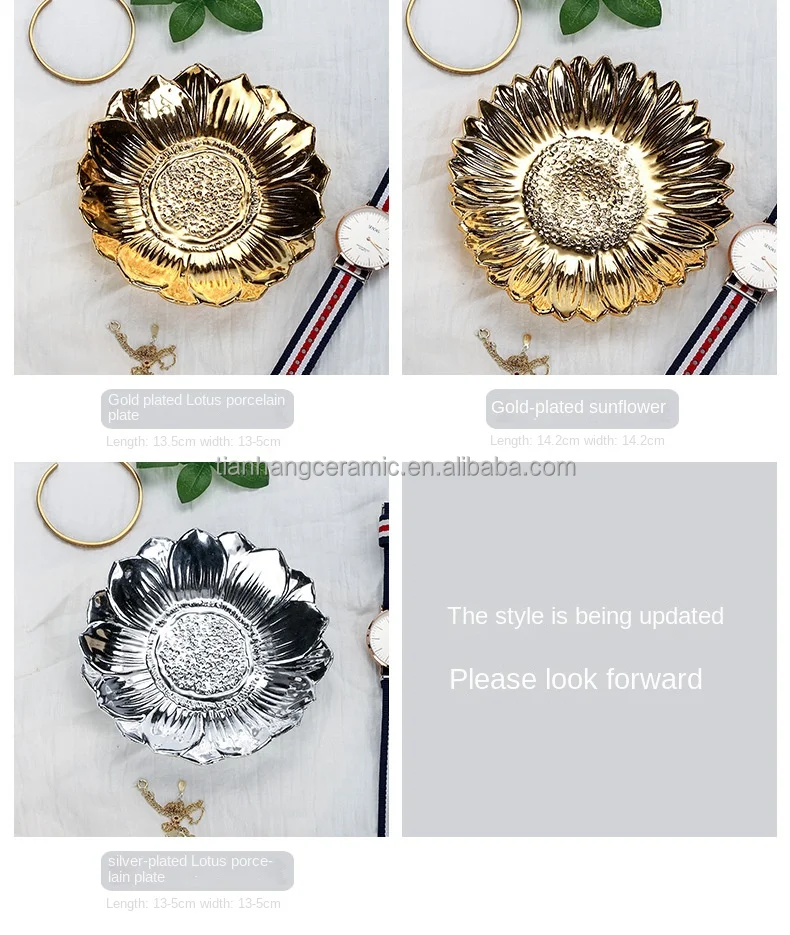 Golden Flower Design India Style Ceramic Ring Holder Jewelry Dish Trinket Tray Ceramic Jewelry Plate For Valentine.jpg