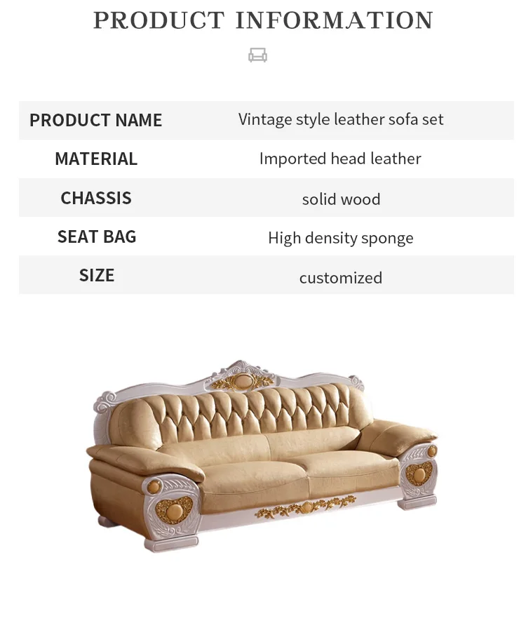 Classic European Style Couches Living Room Luxury Furniture Sofa Set